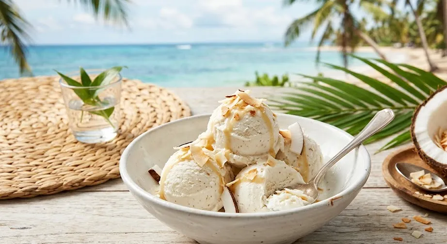Cremiges Kokosnuss-Gelato