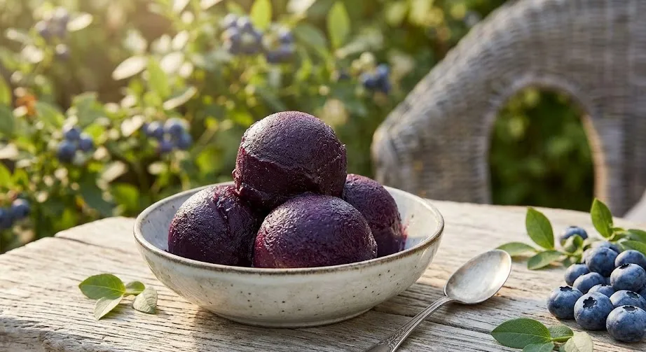 Fruchtiges Blaubeer-Sorbet