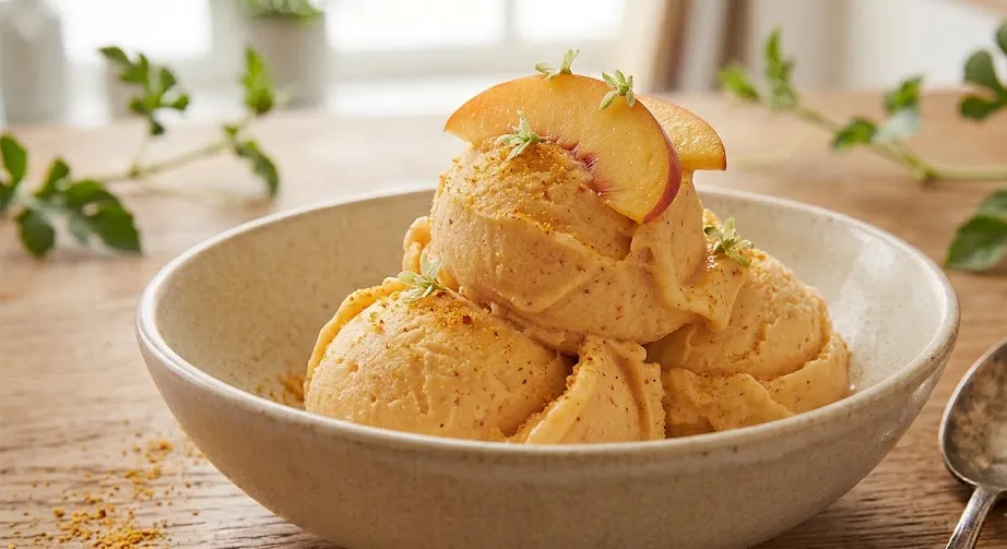 Samtiges Pfirsich-Sorbet