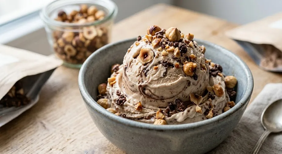 Haselnuss-Nougat Crunch Protein-Eis
