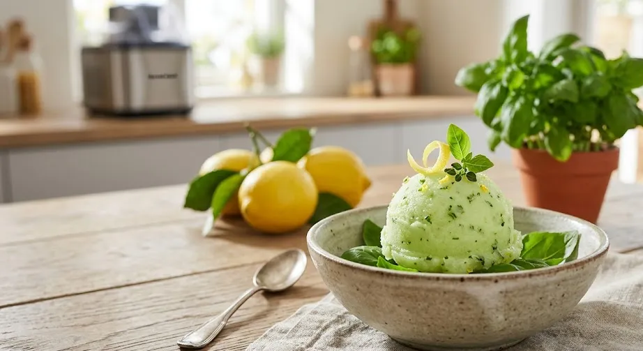 Zitrone-Basilikum Sorbet
