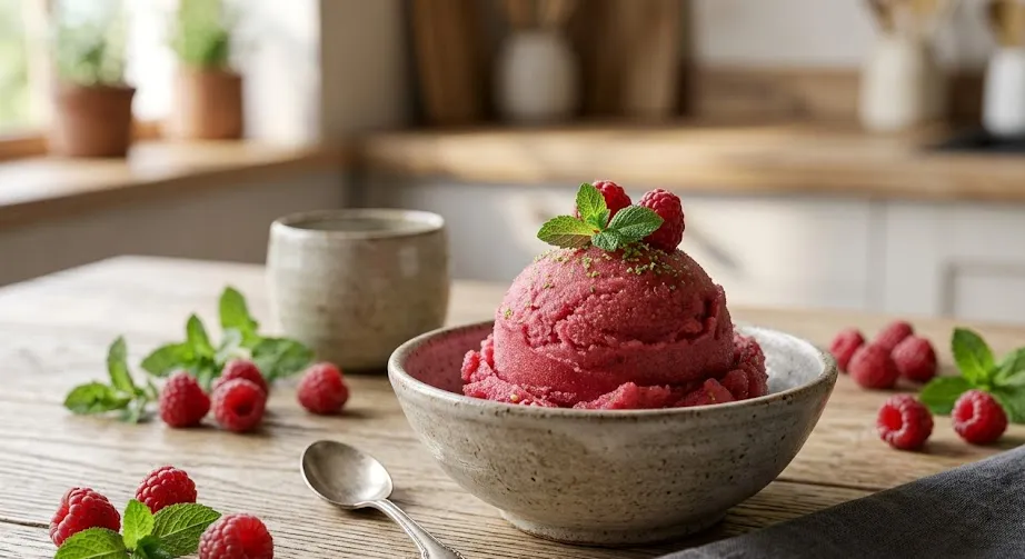 Himbeer-Minze Sorbet