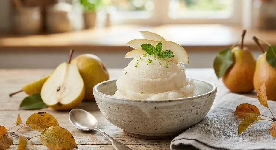 Mildes Birnen-Sorbet